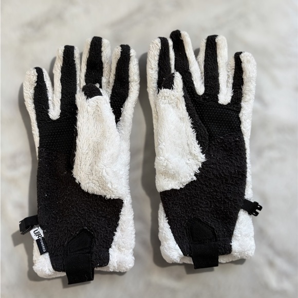 The North Face Gray and White Fleece Gloves - Picture 2 of 2